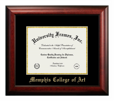 Memphis College of Art Diploma Frame in Satin Mahogany with Black & Gold Mats for document: 8 1/2"h x 11"w  