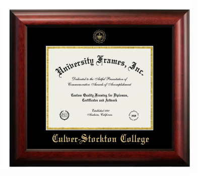 Culver-Stockton College Diploma Frame in Satin Mahogany with Black & Gold Mats for document: 8 1/2"h x 11"w  