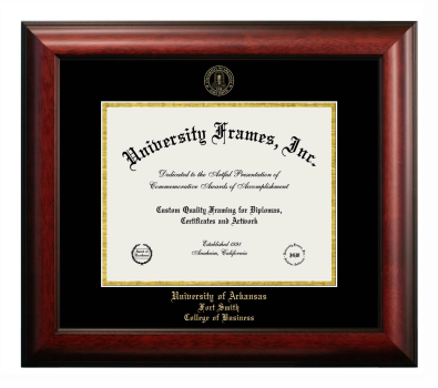 University of Arkansas Fort Smith College of Business Diploma Frame in Satin Mahogany with Black & Gold Mats for document: 8 1/2"h x 11"w  