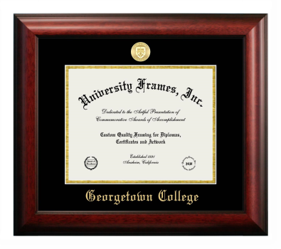 Georgetown College Diploma Frame in Satin Mahogany with Black & Gold Mats for document: 8 1/2"h x 11"w  
