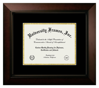 Baltimore City Community College Diploma Frame in Legacy Black Cherry with Black & Gold Mats for document: 8 1/2"h x 11"w  
