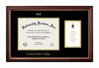 Central Lakes College Diploma with Announcement Frame in Petite Mahogany with Gold Trim with Black & Gold Mats for document: 8 1/2"h x 11"w  , diploma: 7"h x 4"w  
