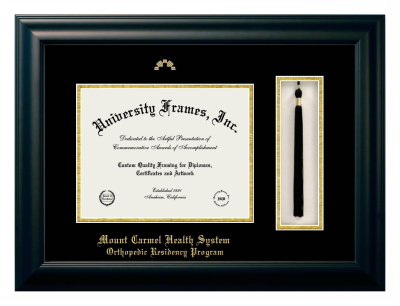 Mount Carmel Health System Orthopedic Residency Program Diploma with Tassel Box Frame in Satin Black with Black & Gold Mats for document: 8 1/2"h x 11"w  