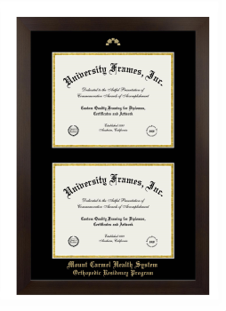 Mount Carmel Health System Orthopedic Residency Program Double Diploma Frame in Manhattan Espresso with Black & Gold Mats for document: 8 1/2"h x 11"w  , document: 8 1/2"h x 11"w  