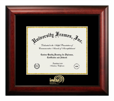 International Association of Emergency Managers Diploma Frame in Satin Mahogany with Black & Gold Mats for document: 8 1/2"h x 11"w  