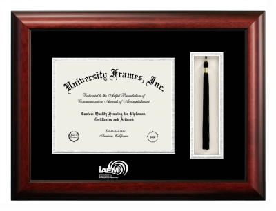 International Association of Emergency Managers Diploma with Tassel Box Frame in Satin Mahogany with Black & Silver Mats for document: 8 1/2"h x 11"w  