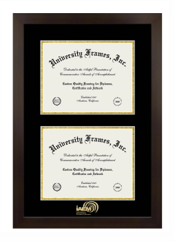 International Association of Emergency Managers Double Diploma Frame in Manhattan Espresso with Black & Gold Mats for document: 8 1/2"h x 11"w  , document: 8 1/2"h x 11"w  