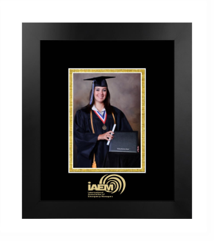 International Association of Emergency Managers 5 x 7 Portrait Frame in Manhattan Black with Black & Gold Mats