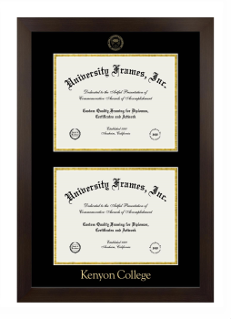 Kenyon College Double Diploma Frame in Manhattan Espresso with Black & Gold Mats for document: 8 1/2"h x 11"w  , document: 8 1/2"h x 11"w  
