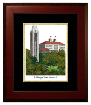University of Kansas Medical Center Department of Neurology Lithograph Only Frame in Honors Mahogany with Black & Gold Mats