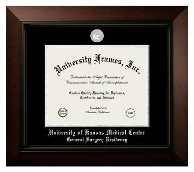 University of Kansas Medical Center University of Kansas Medical Center Diploma Frame in Legacy Black Cherry with Black & Silver Mats for document: 8 1/2"h x 11"w  