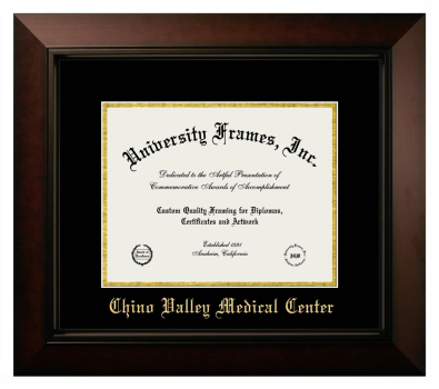 Chino Valley Medical Center Diploma Frame in Legacy Black Cherry with Black & Gold Mats for document: 8 1/2"h x 11"w  