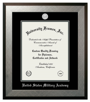 United States Military Academy (West Point) Diploma Frame in Honors Silver with Black & Forest Green Mats for document: 14"h x 11"w  