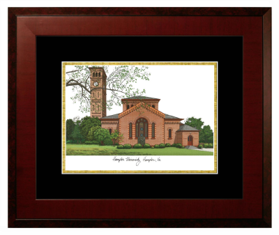 Hampton University Lithograph Only Frame in Honors Mahogany with Black & Gold Mats