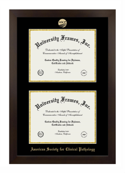 American Society for Clinical Pathology Double Diploma Frame in Manhattan Espresso with Black & Gold Mats for document: 8 1/2"h x 11"w  , document: 8 1/2"h x 11"w  