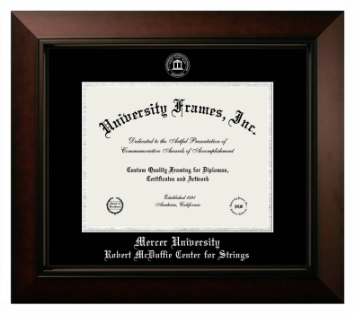 Mercer University Robert McDuffie Center for Strings Diploma Frame in Legacy Black Cherry with Black & Silver Mats for document: 8 1/2"h x 11"w  