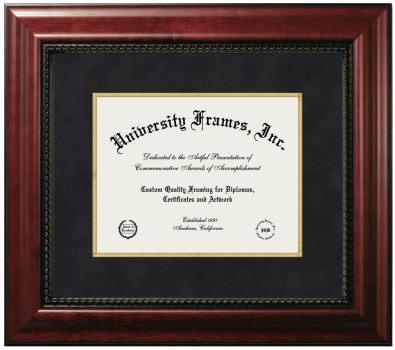 George Washington University Diploma Frame in Executive with Gold Fillet with Black Suede Mat for document: 8 1/2"h x 11"w  