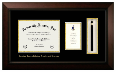 American Board of Medical Genetics and Genomics Diploma with Announcement & Tassel Box Frame in Legacy Black Cherry with Black & Gold Mats for document: 8 1/2"h x 11"w  , diploma: 7"h x 4"w  