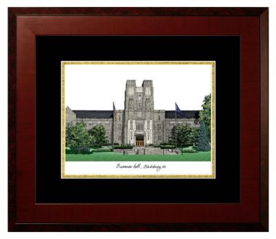 Virginia Polytechnic Institute and State University Lithograph Only Frame in Honors Mahogany with Black & Gold Mats
