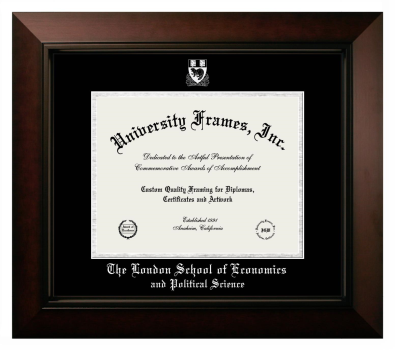 London School of Economics and Political Science Diploma Frame in Legacy Black Cherry with Black & Silver Mats for document: 8 1/2"h x 11"w  