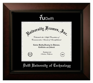 Delft University of Technology Diploma Frame in Legacy Black Cherry with Black & Silver Mats for document: 8 1/2"h x 11"w  