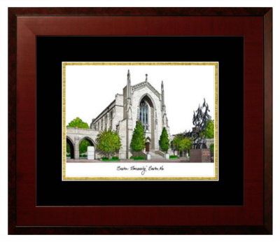 Boston University Henry M. Goldman School of Dental Medicine Lithograph Only Frame in Honors Mahogany with Black & Gold Mats