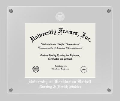 University of Washington Bothell Nursing & Health Studies Lucent Clear-over-Clear Frame in Lucent Clear Moulding with Lucent Clear Mat for document: 8 1/2"h x 11"w  