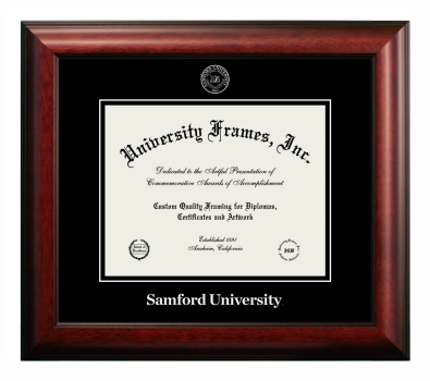 Samford University Diploma Frame in Satin Mahogany with Black & Black Mats for document: 8 1/2"h x 11"w  