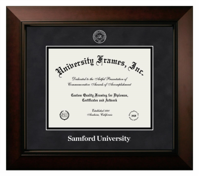 Samford University Diploma Frame in Legacy Black Cherry with Black Suede & Black Mats for document: 8 1/2"h x 11"w  