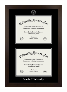 Samford University Double Diploma Frame in Manhattan Espresso with Black & Black Mats for document: 8 1/2"h x 11"w  , document: 8 1/2"h x 11"w  