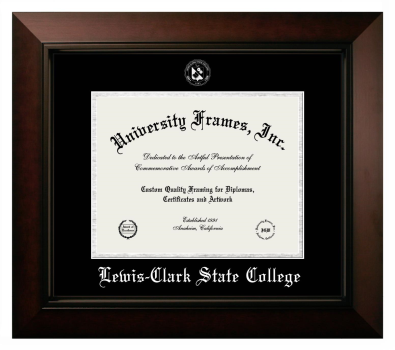 Lewis-Clark State College Diploma Frame in Legacy Black Cherry with Black & Silver Mats for document: 8 1/2"h x 11"w  