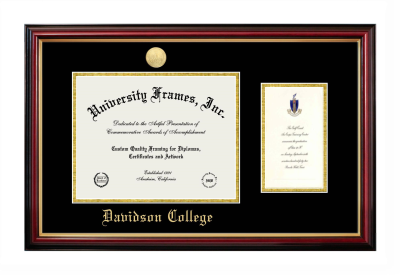 Davidson College Diploma with Announcement Frame in Petite Mahogany with Gold Trim with Black & Gold Mats for document: 8 1/2"h x 11"w  , diploma: 7"h x 4"w  