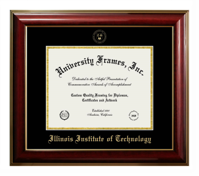 Illinois Institute of Technology Diploma Frame in Classic Mahogany with Gold Trim with Black & Gold Mats for document: 8 1/2"h x 11"w  