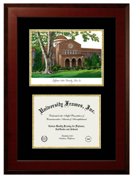 California State University, Chico Double Opening with Campus Image (Unimprinted Mat) Frame in Honors Mahogany with Black & Gold Mats for document: 8 1/2"h x 11"w  