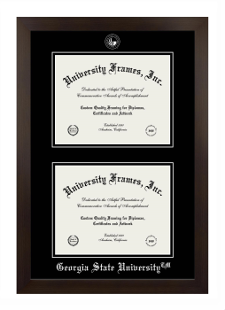 Georgia State University Double Diploma Frame in Manhattan Espresso with Black & Black Mats for document: 8 1/2"h x 11"w  , document: 8 1/2"h x 11"w  
