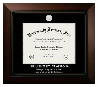 University of Arizona College of Agriculture, Life, and Environmental Sciences Diploma Frame in Legacy Black Cherry with Black & Silver Mats for document: 8 1/2"h x 11"w  