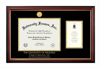 University of Arizona College of Agriculture, Life, and Environmental Sciences Diploma with Announcement Frame in Petite Mahogany with Gold Trim with Black & Gold Mats for document: 8 1/2"h x 11"w  , diploma: 7"h x 4"w  