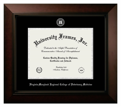 Virginia-Maryland Regional College of Veterinary Medicine Diploma Frame in Legacy Black Cherry with Black & Silver Mats for document: 8 1/2"h x 11"w  