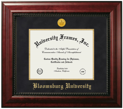 Bloomsburg University Diploma Frame in Executive with Gold Fillet with Black Suede Mat for document: 8 1/2"h x 11"w  