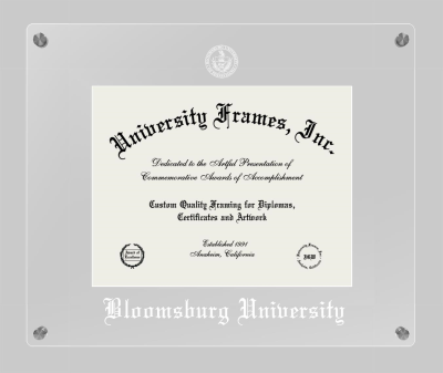 Bloomsburg University Lucent Clear-over-Clear Frame in Lucent Clear Moulding with Lucent Clear Mat for document: 8 1/2"h x 11"w  