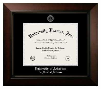 University of Arkansas for Medical Sciences Diploma Frame in Legacy Black Cherry with Black & Silver Mats for document: 8 1/2"h x 11"w  