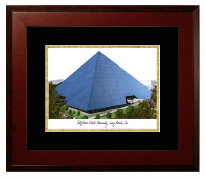 California State University, Long Beach School of Nursing Lithograph Only Frame in Honors Mahogany with Black & Gold Mats