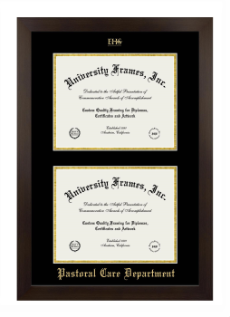 Episcopal Health Services Double Diploma Frame in Manhattan Espresso with Black & Gold Mats for document: 8 1/2"h x 11"w  , document: 8 1/2"h x 11"w  