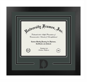 Dartmouth Logo Mat Frame in Manhattan Black with Forest Green & Black Mats for document: 8 1/2"h x 11"w  