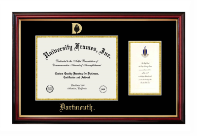 Dartmouth Diploma with Announcement Frame in Petite Mahogany with Gold Trim with Black & Gold Mats for document: 8 1/2"h x 11"w  , diploma: 7"h x 4"w  