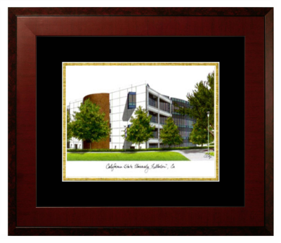 California State University, Fullerton Lithograph Only Frame in Honors Mahogany with Black & Gold Mats