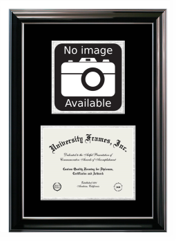 St. John's University (New York) Double Opening with Campus Image (Stacked) Frame in Classic Ebony with Silver Trim with Black & Silver Mats for document: 8 1/2"h x 11"w  