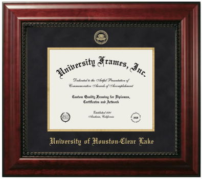 University of Houston Clear-Lake Diploma Frame in Executive with Gold Fillet with Black Suede Mat for document: 8 1/2"h x 11"w  