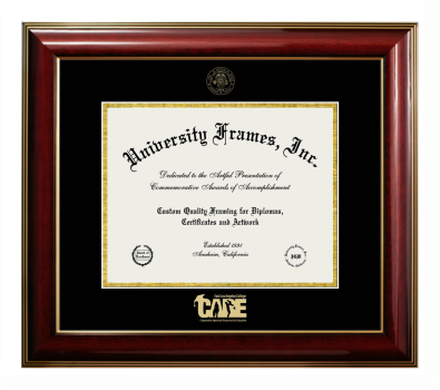 East Los Angeles College CARE Diploma Frame in Classic Mahogany with Gold Trim with Black & Gold Mats for document: 8 1/2"h x 11"w  