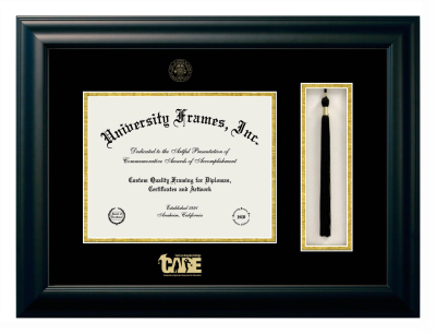 East Los Angeles College CARE Diploma with Tassel Box Frame in Satin Black with Black & Gold Mats for document: 8 1/2"h x 11"w  